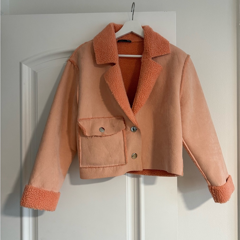 Zara Soft Coral Fleece Jacket